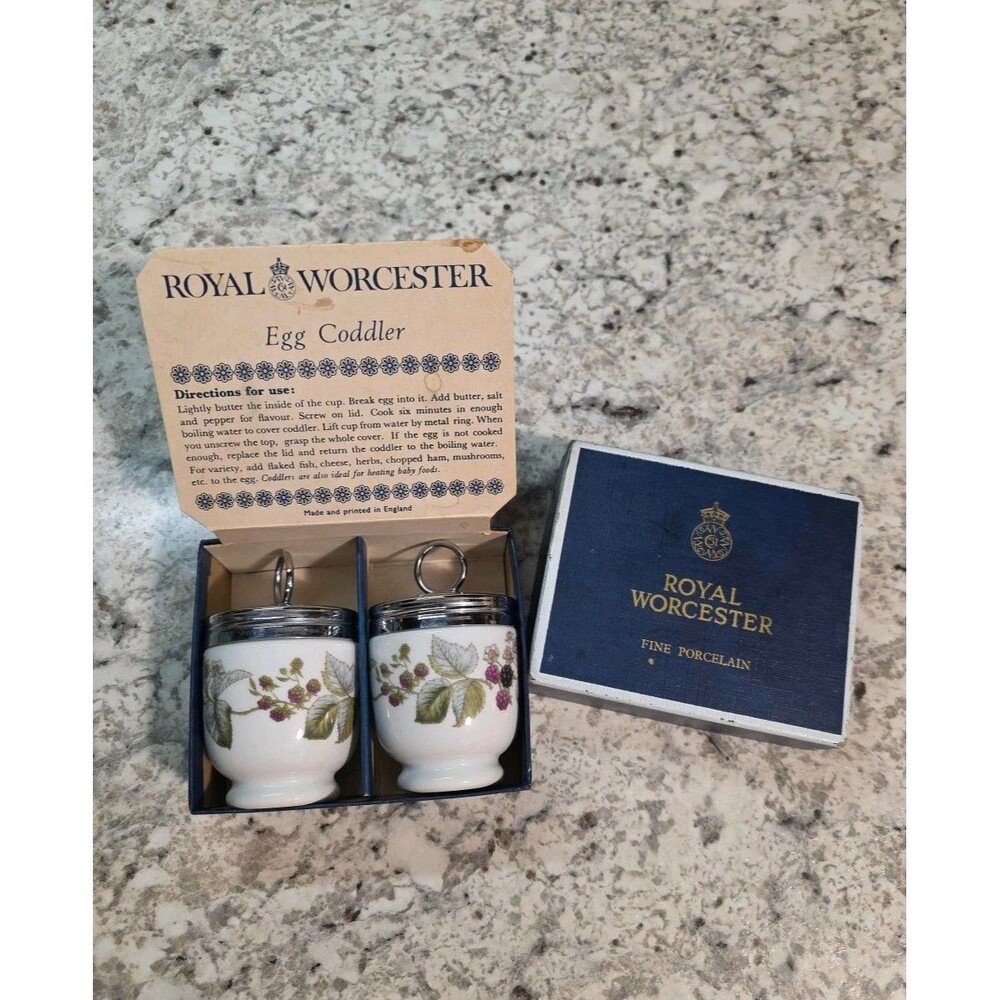 Royal Worcester Egg Coddler Pair Lavinia Pattern Made In England Porcelain